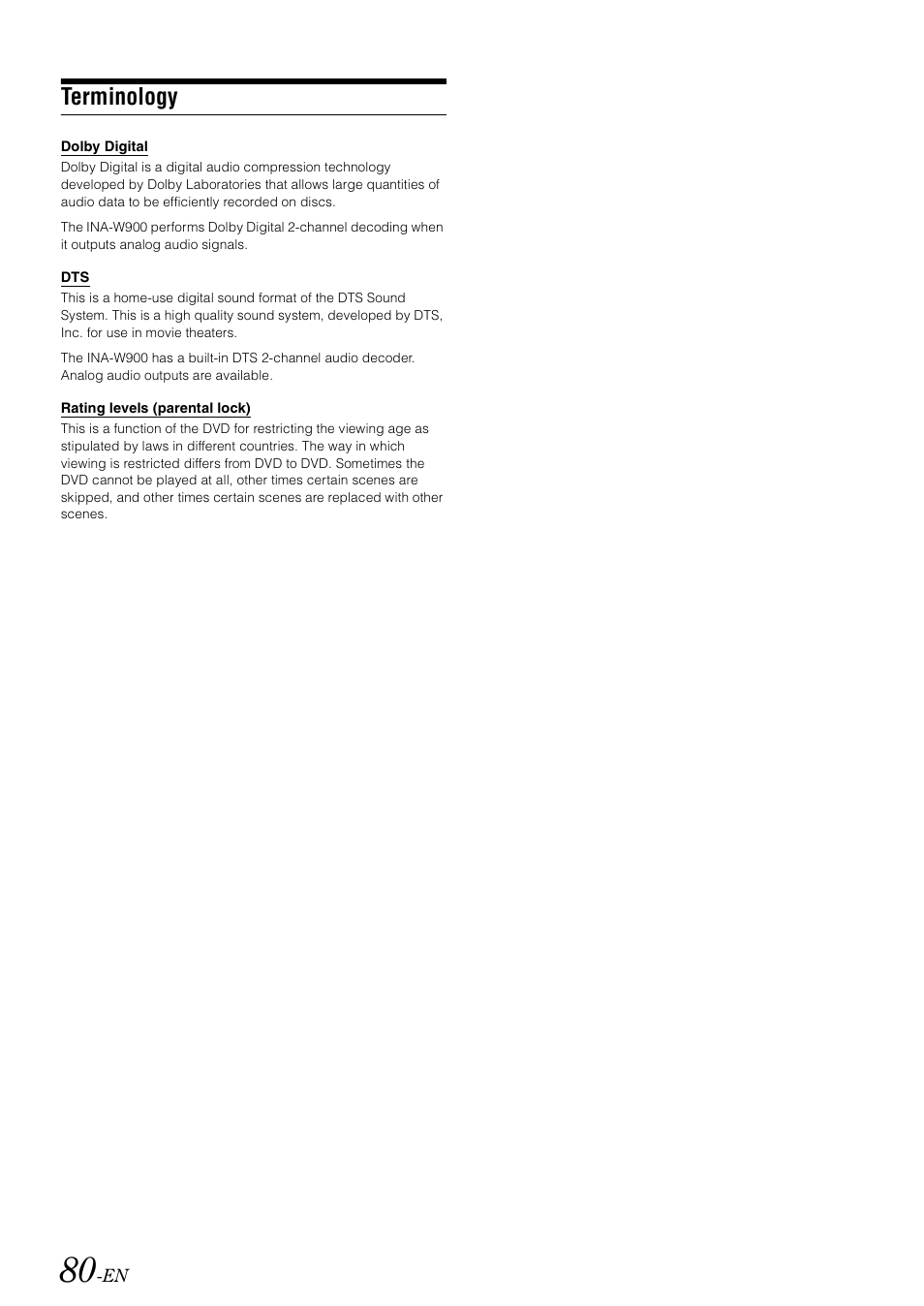 Terminology | Alpine INA-W900 User Manual | Page 82 / 101
