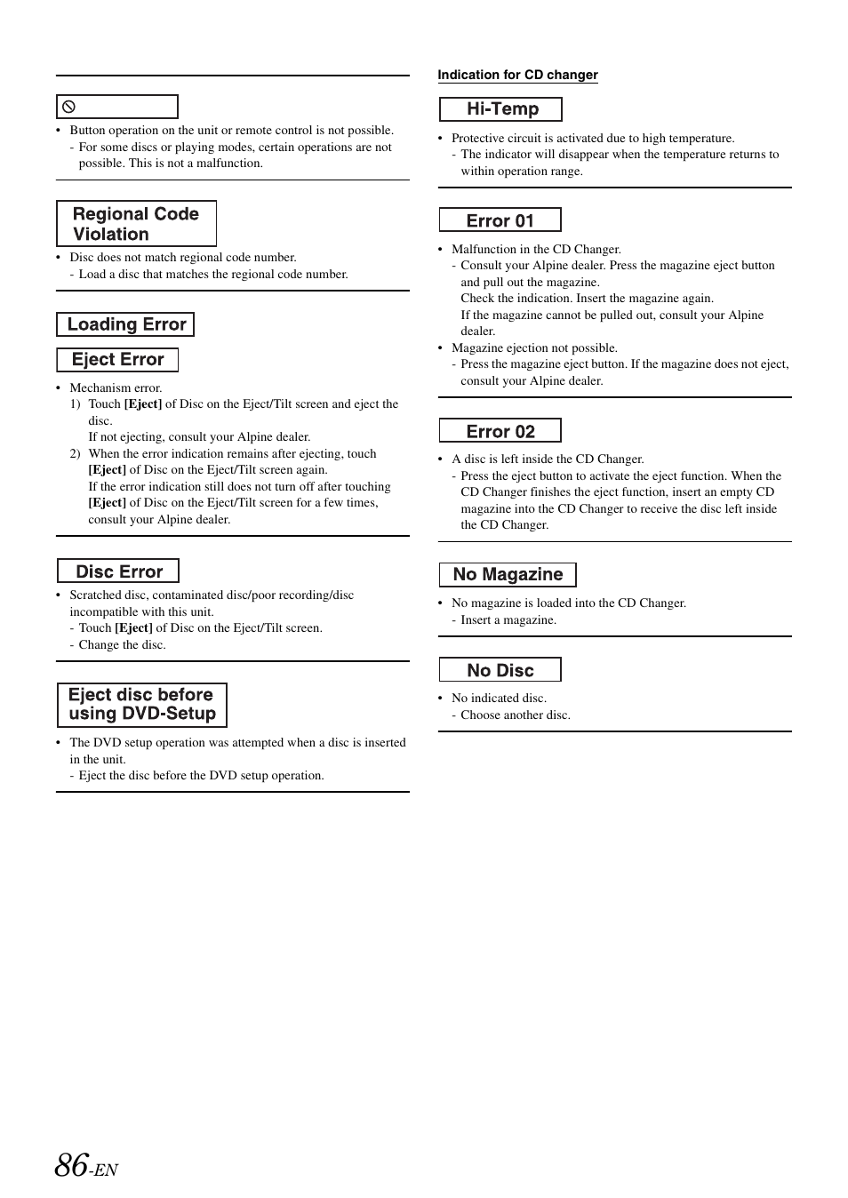 Alpine INA-W900 User Manual | Page 88 / 101