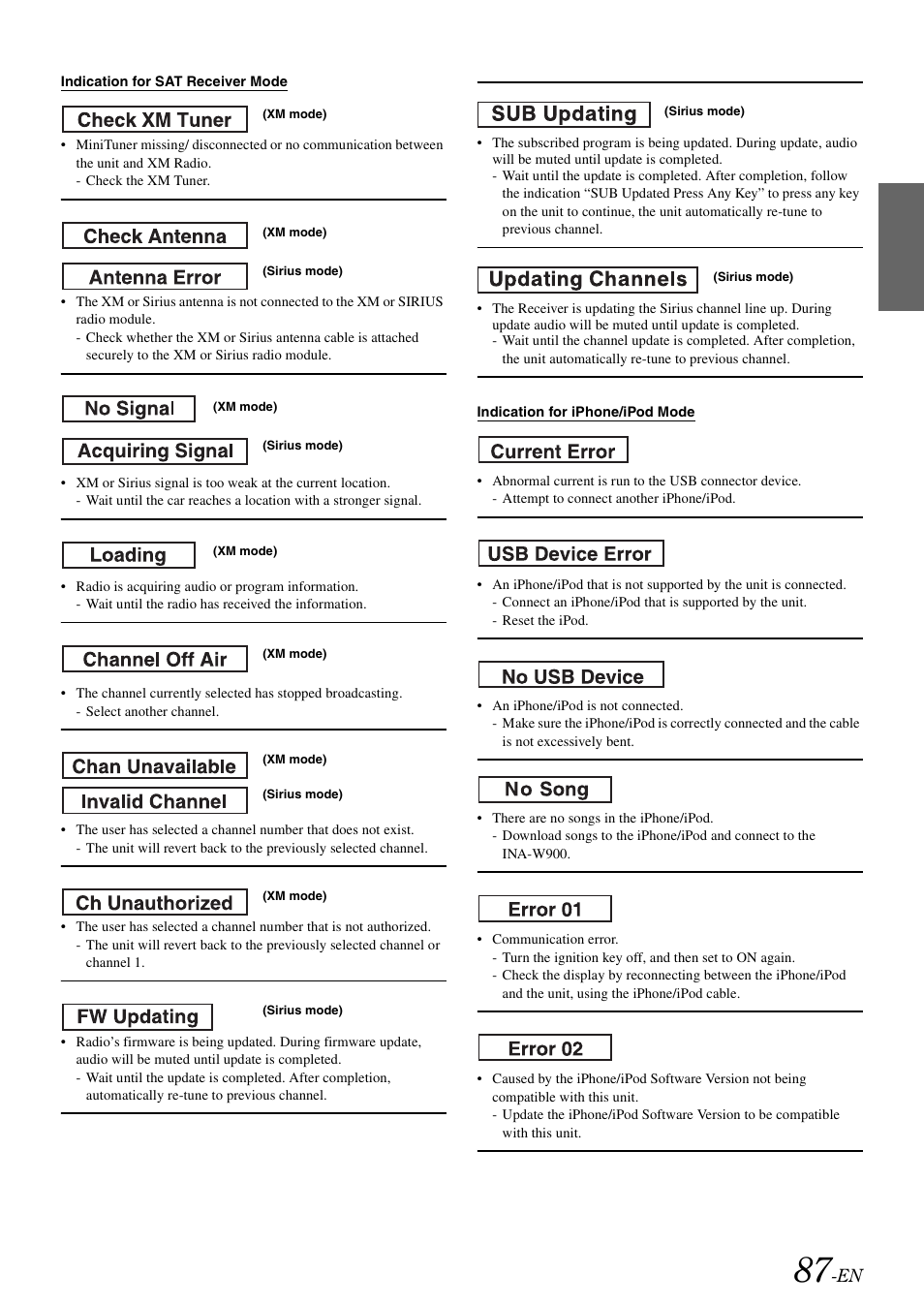 Alpine INA-W900 User Manual | Page 89 / 101