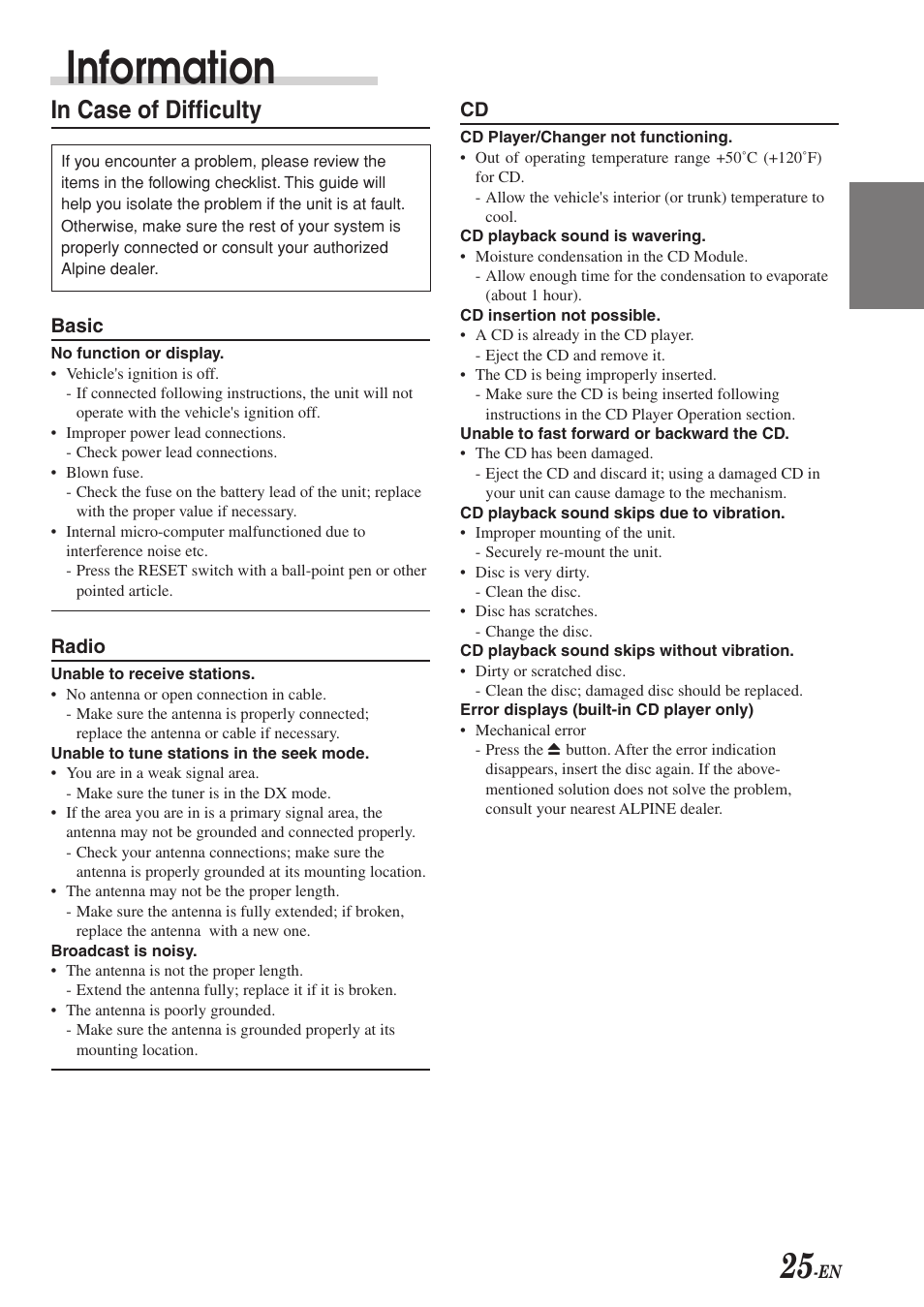 Information | Alpine CDA-7969R User Manual | Page 27 / 34