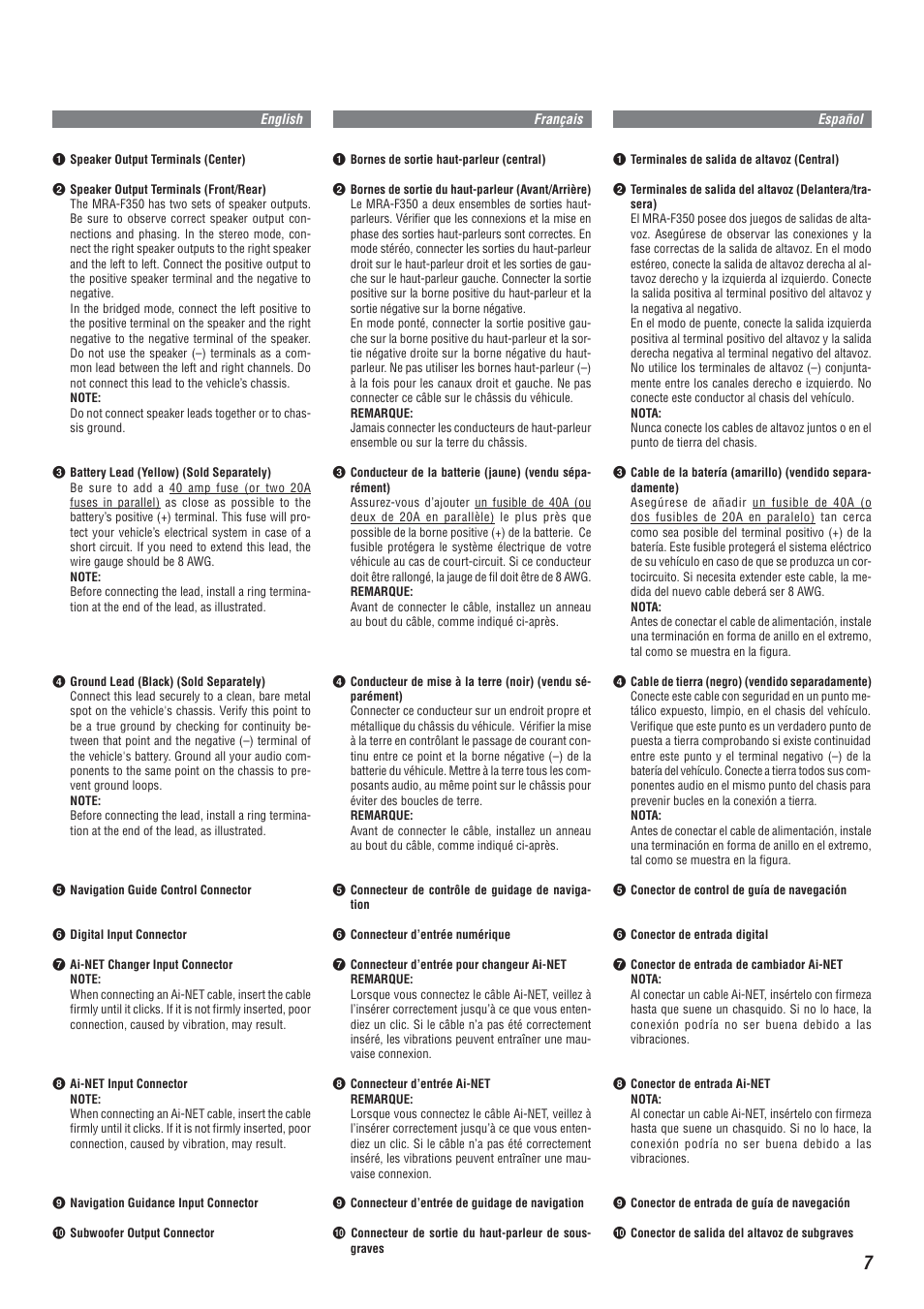 Alpine MRA-F350 User Manual | Page 7 / 16