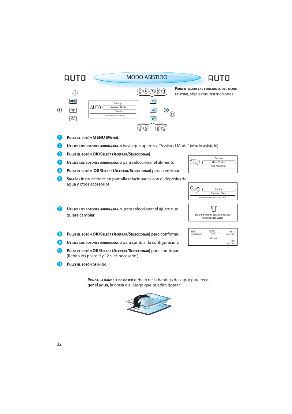 Modo asistido | Whirlpool AMW 598 IX User Manual | Page 32 / 40