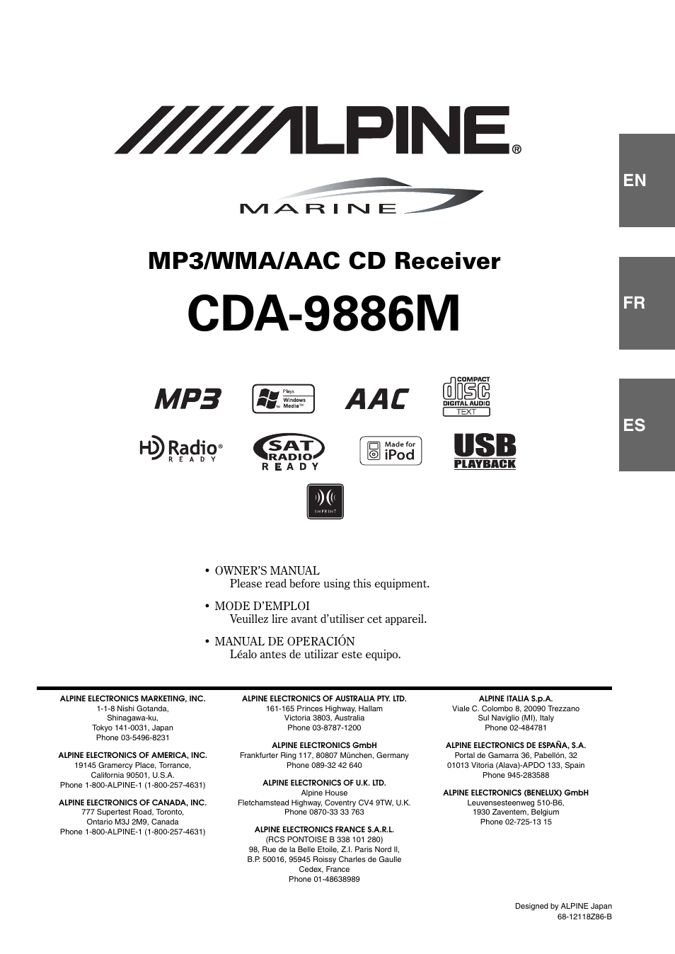 Alpine CDA-9886M User Manual | 50 pages