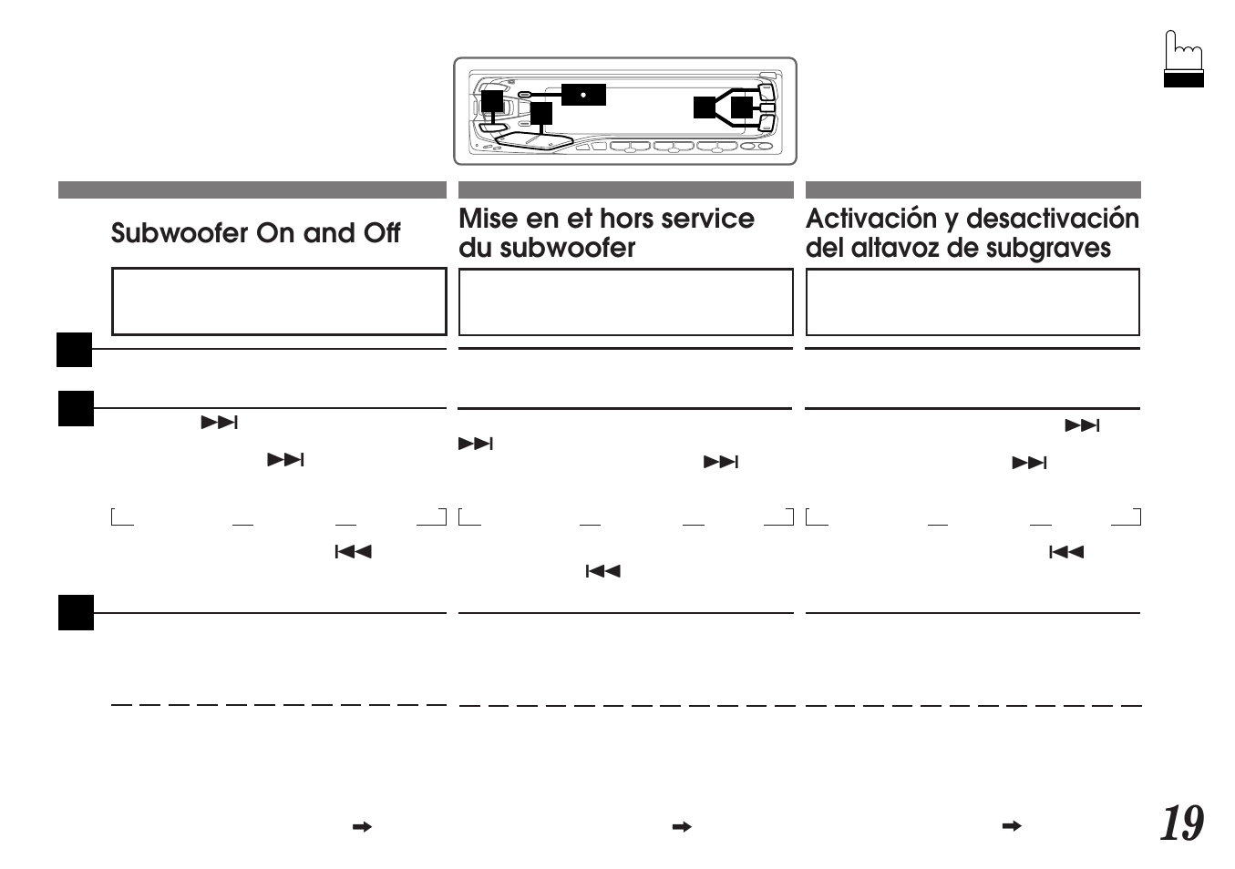Mise en et hors service du subwoofer, Subwoofer on and off | Alpine MDA-7755 User Manual | Page 19 / 96