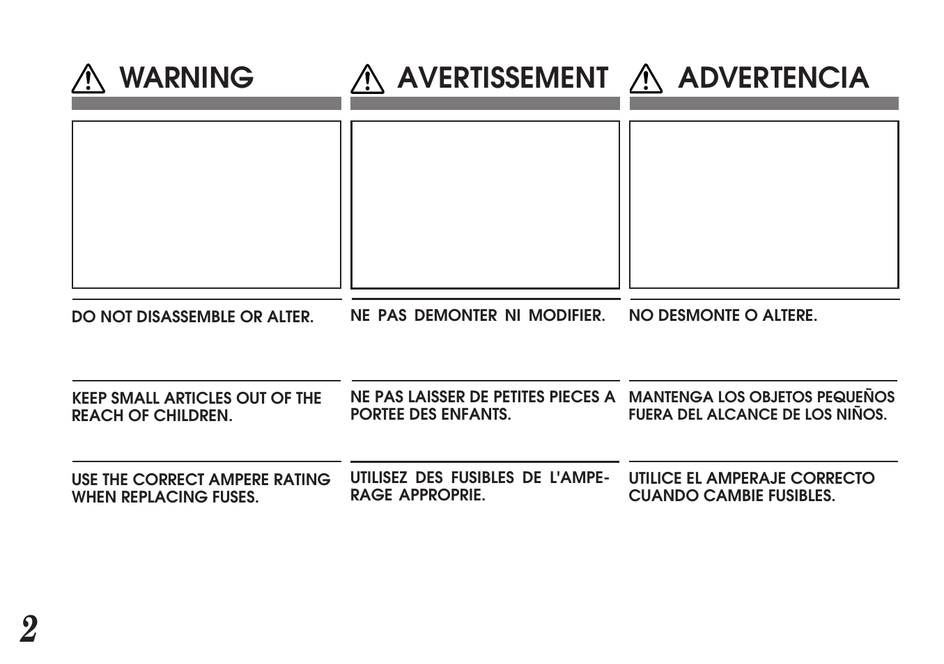 Warning avertissement advertencia | Alpine MDA-7755 User Manual | Page 2 / 96