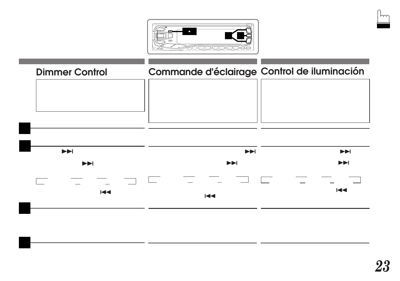 Commande d'éclairage, Dimmer control, Control de iluminación | Alpine MDA-7755 User Manual | Page 23 / 96