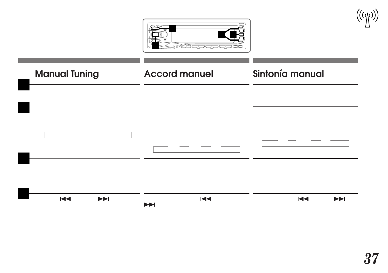 Manual tuning accord manuel sintonía manual | Alpine MDA-7755 User Manual | Page 37 / 96