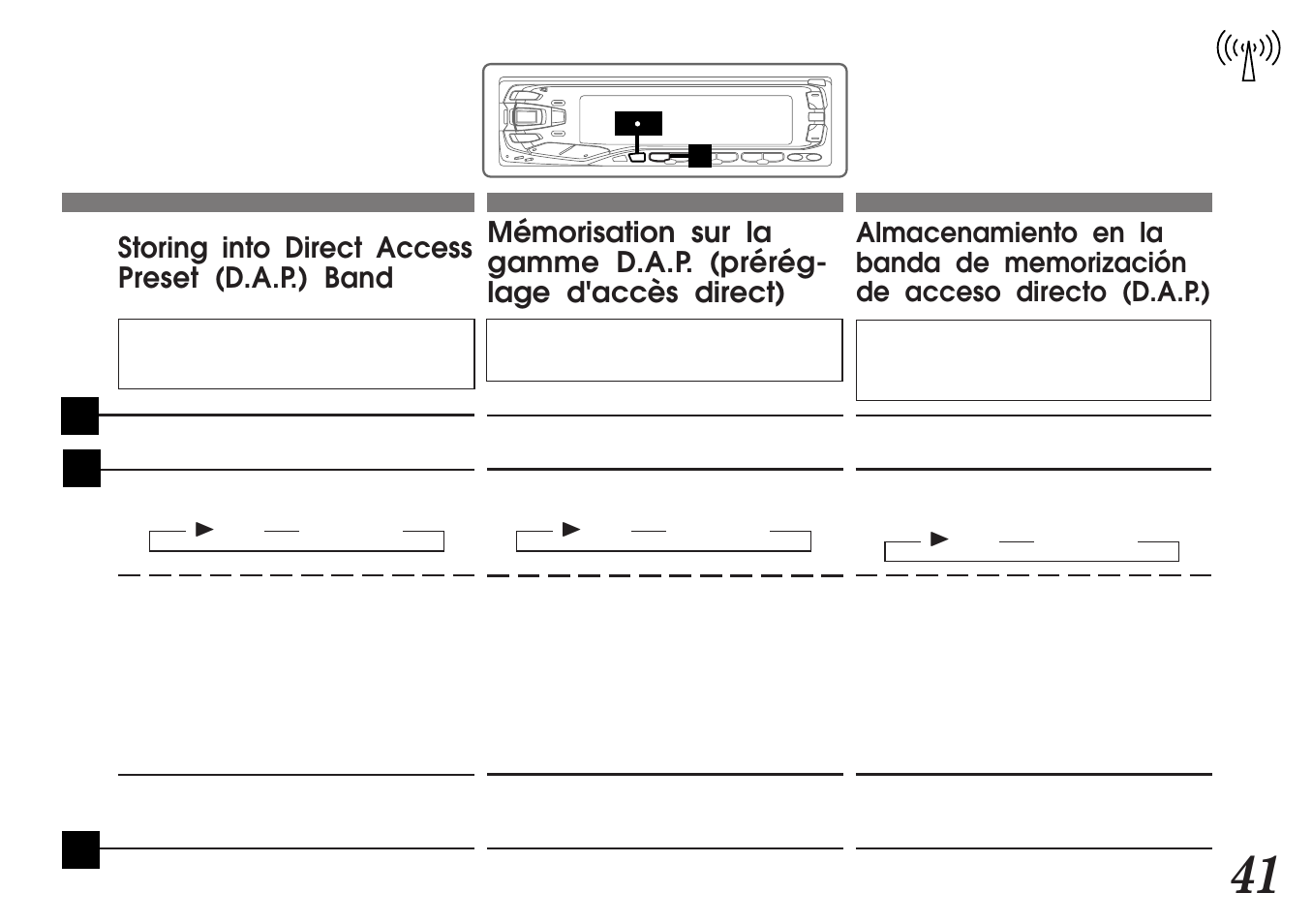 Storing into direct access preset (d.a.p.) band | Alpine MDA-7755 User Manual | Page 41 / 96