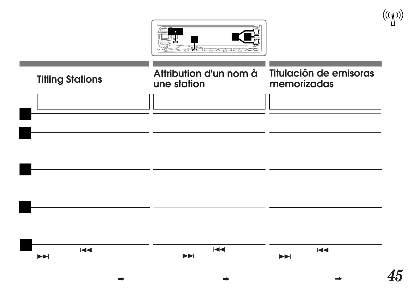 Attribution d'un nom à une station, Titling stations | Alpine MDA-7755 User Manual | Page 45 / 96