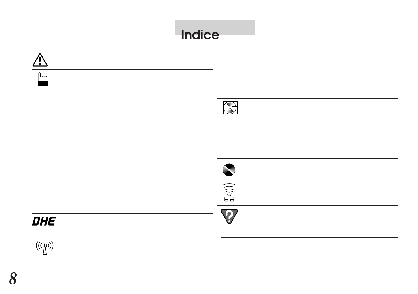 Indice | Alpine MDA-7755 User Manual | Page 8 / 96