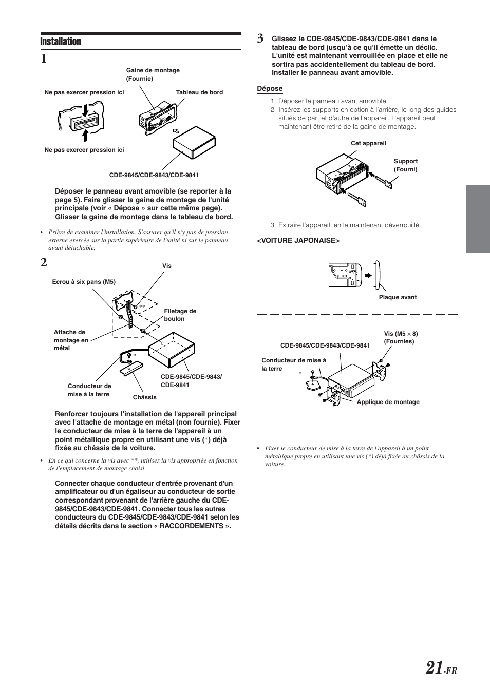 Installation | Alpine CDE-9843 User Manual | Page 46 / 72