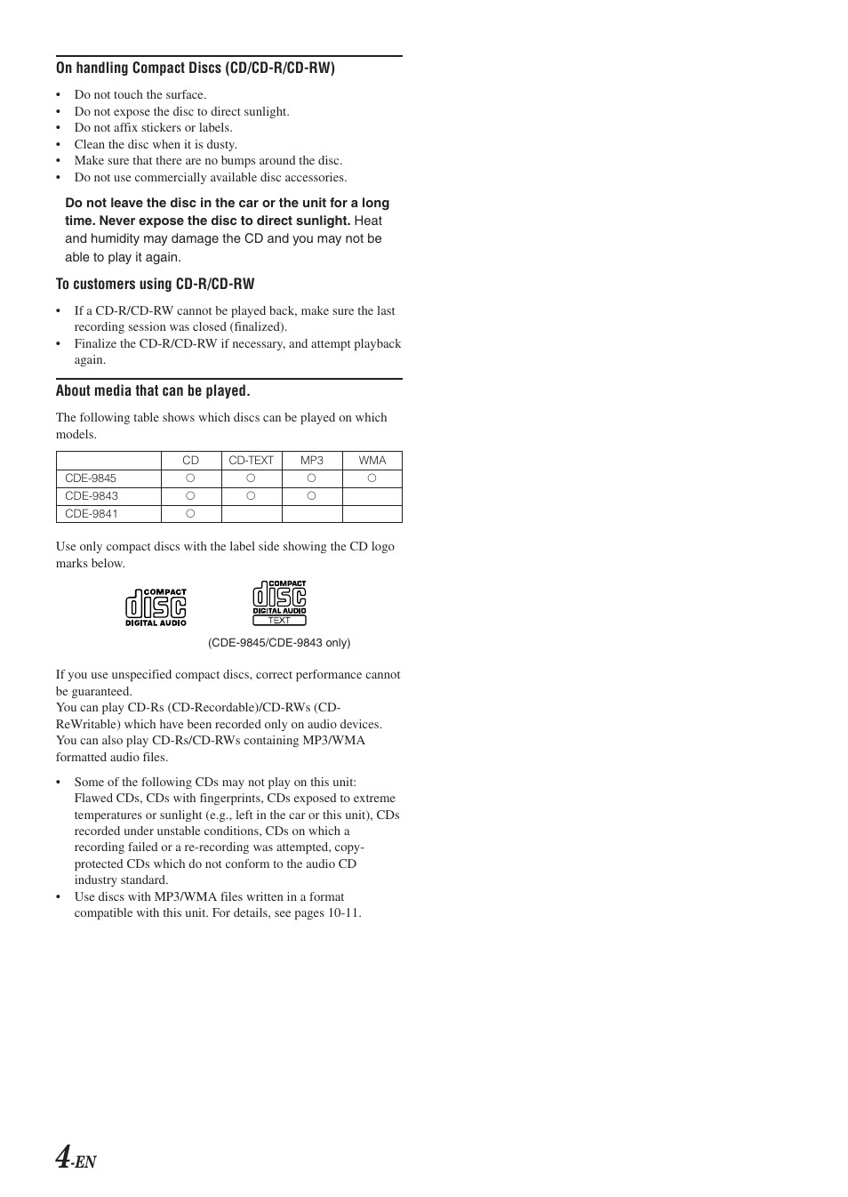 Alpine CDE-9843 User Manual | Page 5 / 72