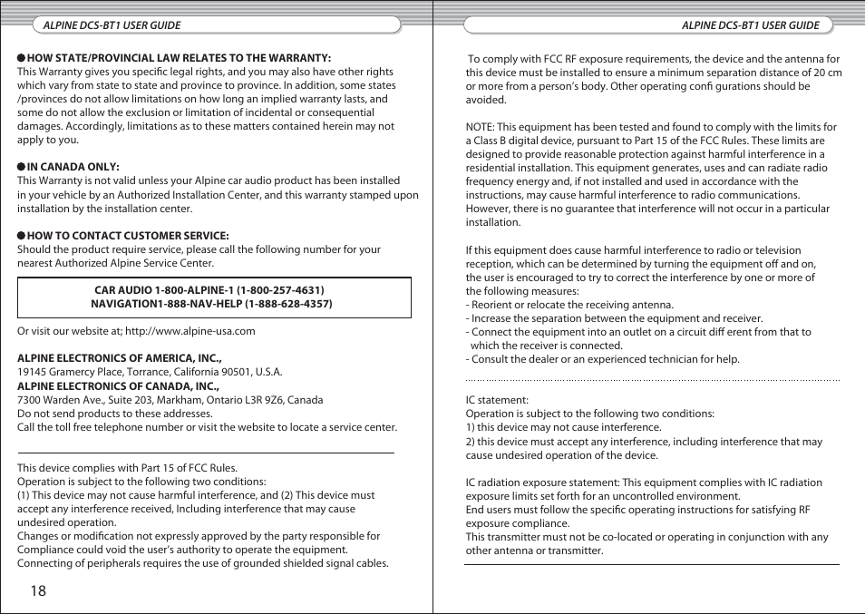 Alpine DCS-BT1 User Manual | Page 10 / 10