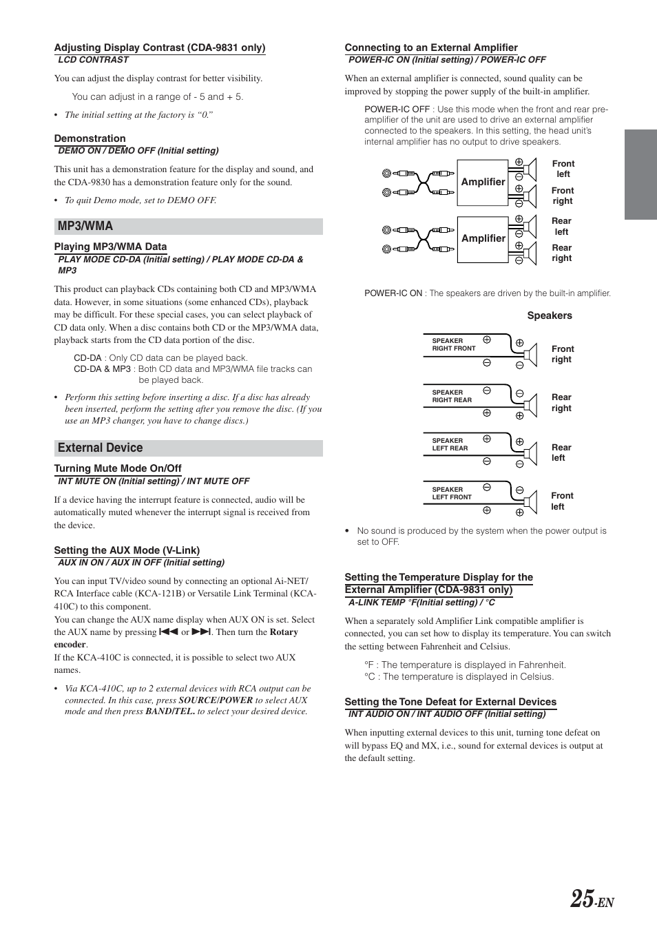 Mp3/wma, External device | Alpine HDA-5460 User Manual | Page 25 / 40