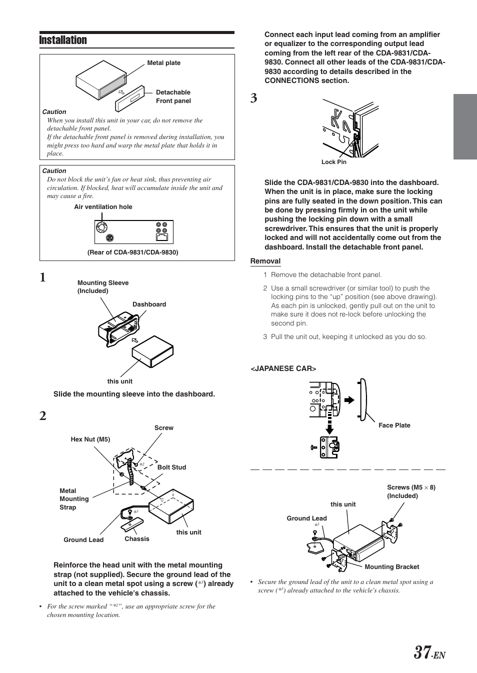 Installation | Alpine HDA-5460 User Manual | Page 37 / 40