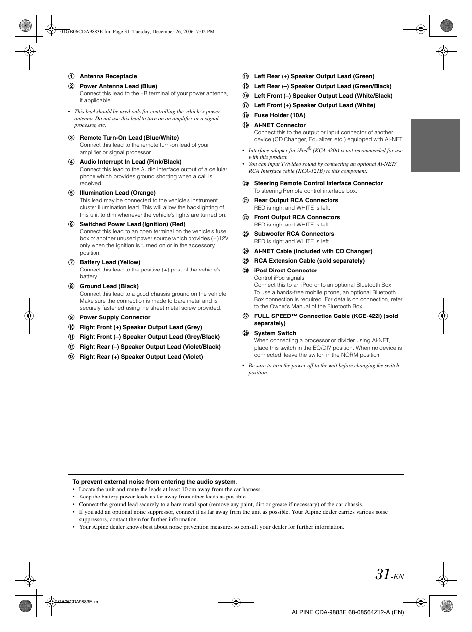 Alpine CDA-9883E User Manual | Page 32 / 33