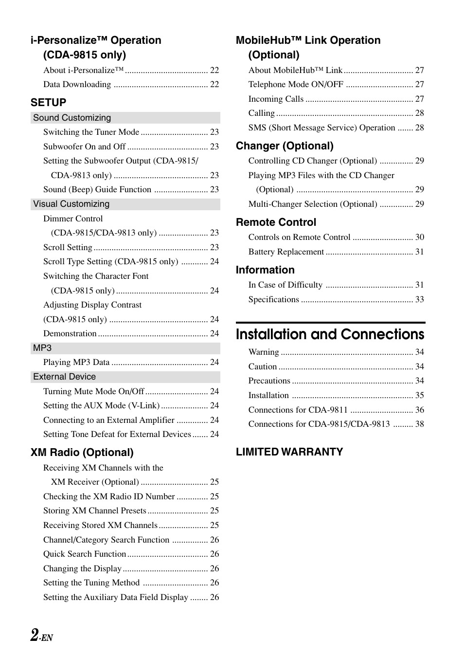 Installation and connections | Alpine CDA-9813 User Manual | Page 4 / 43