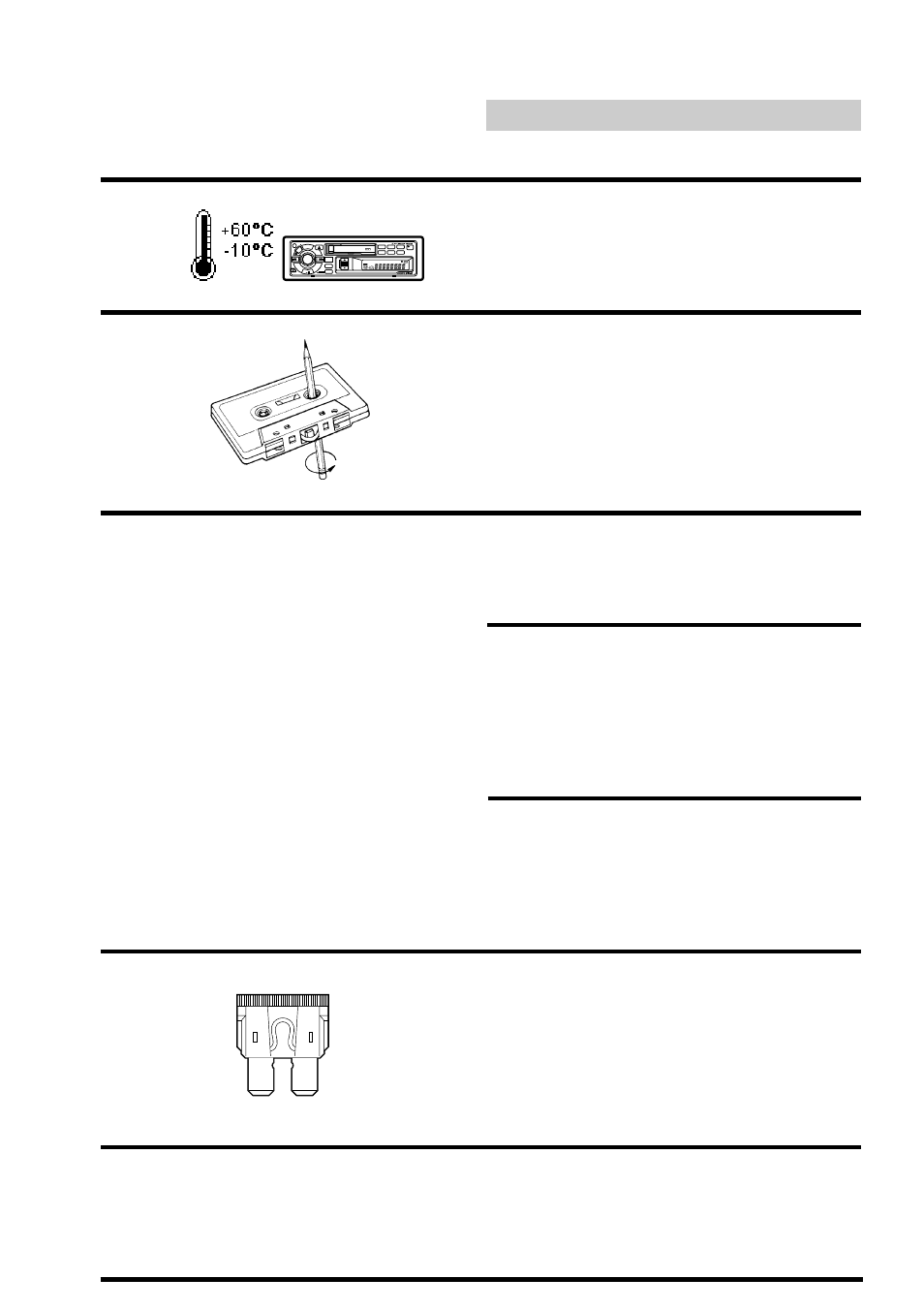 Precautions, Temperature, Tape slack | Excessively thin tape, Precision tape mechanism, Tape head cleaning, Fuse replacement, Maintenance | Alpine TDA-7553E User Manual | Page 6 / 56