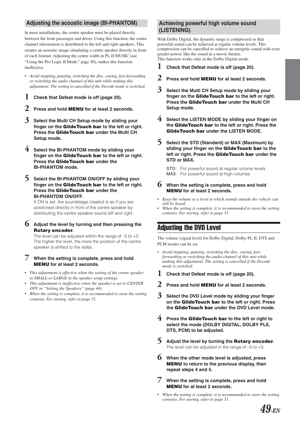 Adjusting the dvd level | Alpine DVA-9965E User Manual | Page 51 / 70
