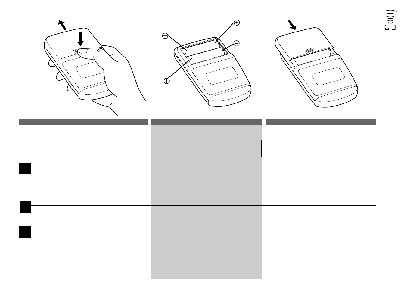 Battery replacement, Reemplazo de las pilas, Remplacement des piles | Alpine CDA-7940 User Manual | Page 64 / 80