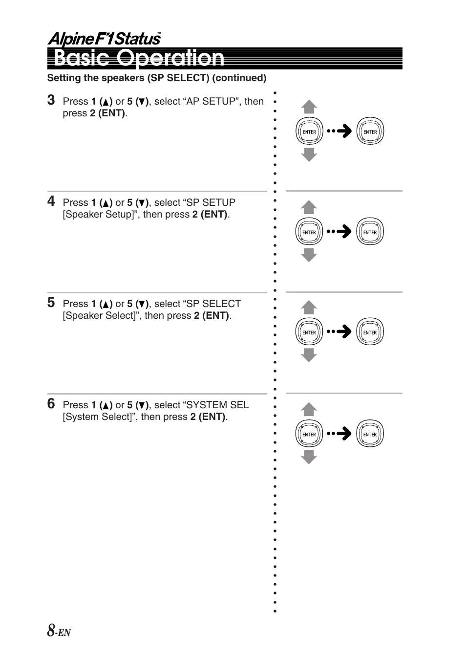 Basic operation | Alpine F1 STATUS PXI-H990 User Manual | Page 12 / 116