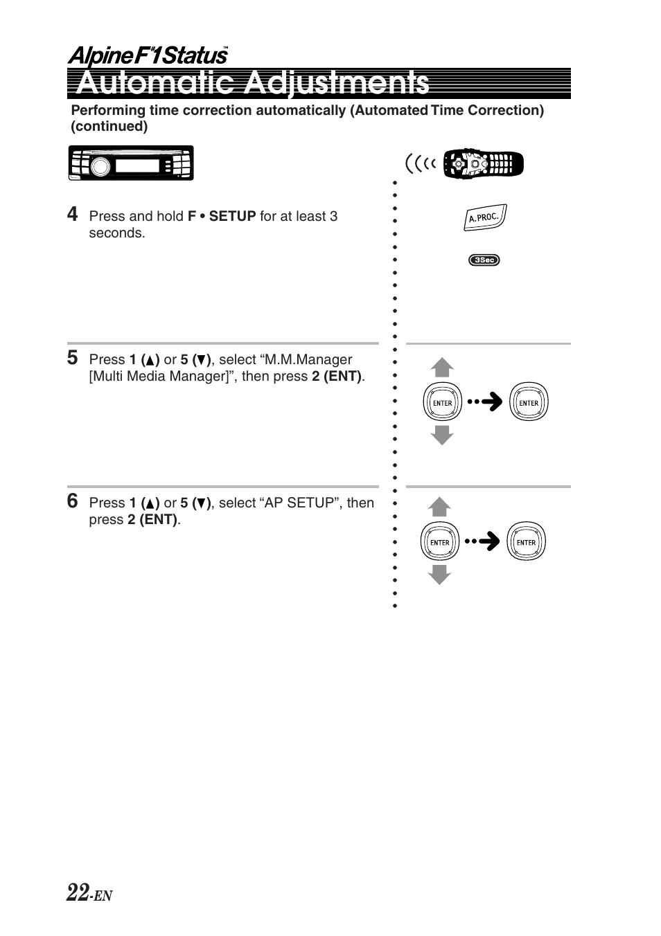 Automatic adjustments | Alpine F1 STATUS PXI-H990 User Manual | Page 26 / 116