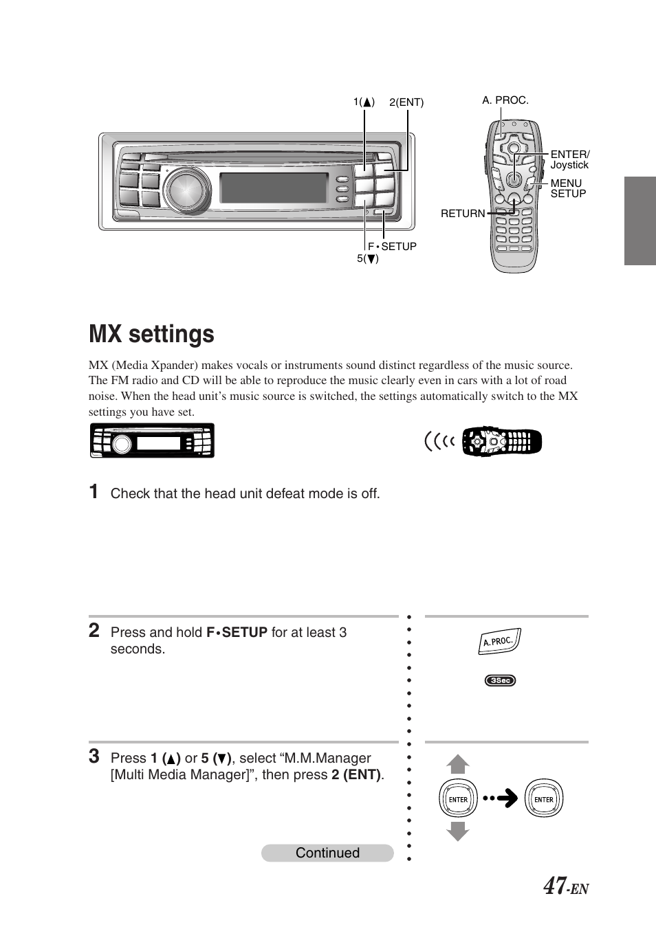 Mx settings | Alpine F1 STATUS PXI-H990 User Manual | Page 51 / 116