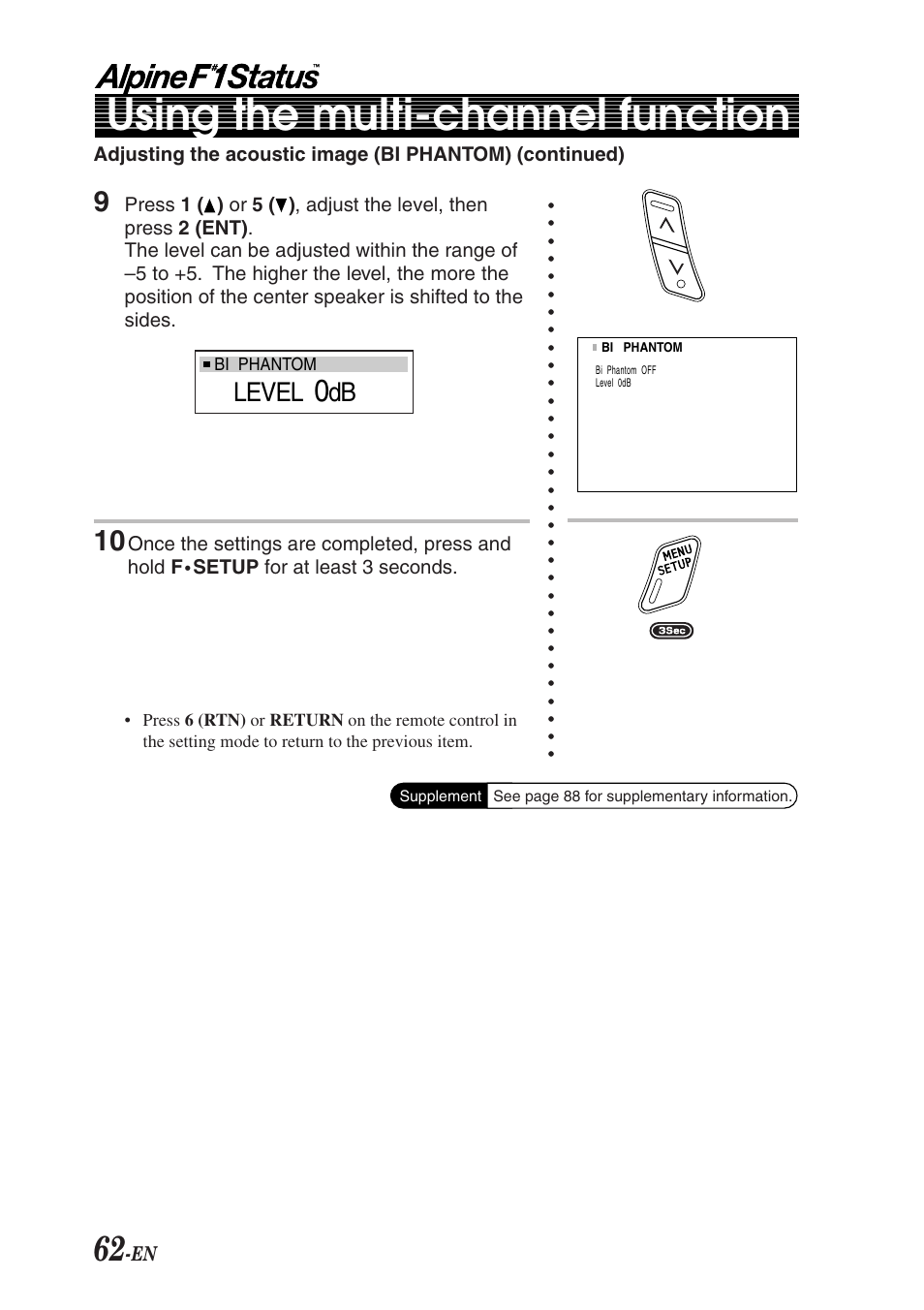 Using the multi-channel function, Level | Alpine F1 STATUS PXI-H990 User Manual | Page 66 / 116