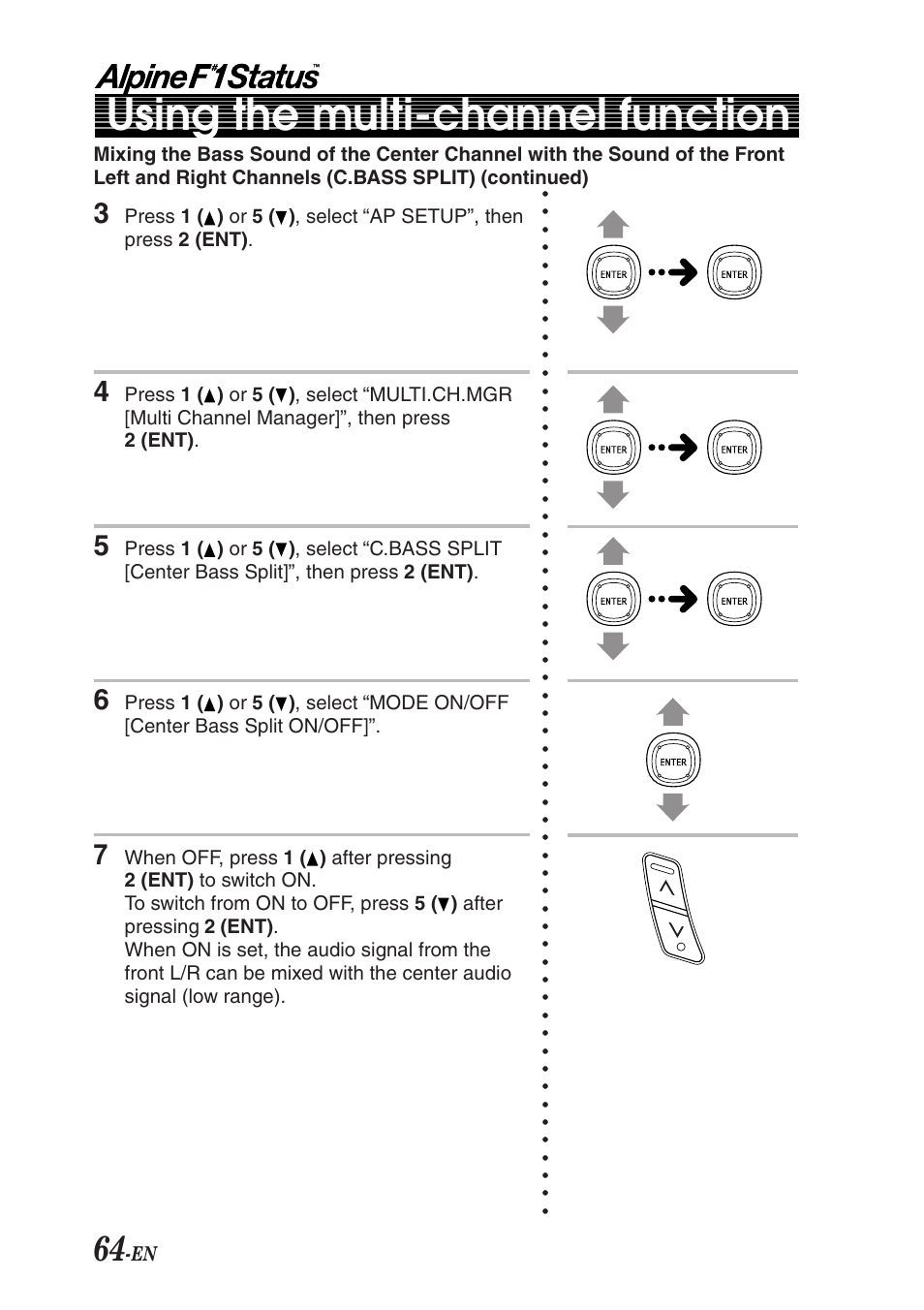 Using the multi-channel function | Alpine F1 STATUS PXI-H990 User Manual | Page 68 / 116