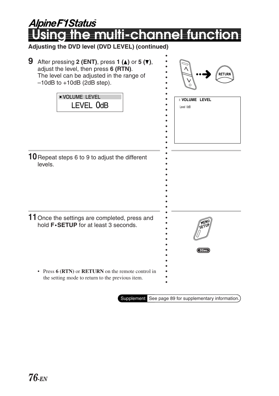 Using the multi-channel function, Level | Alpine F1 STATUS PXI-H990 User Manual | Page 80 / 116