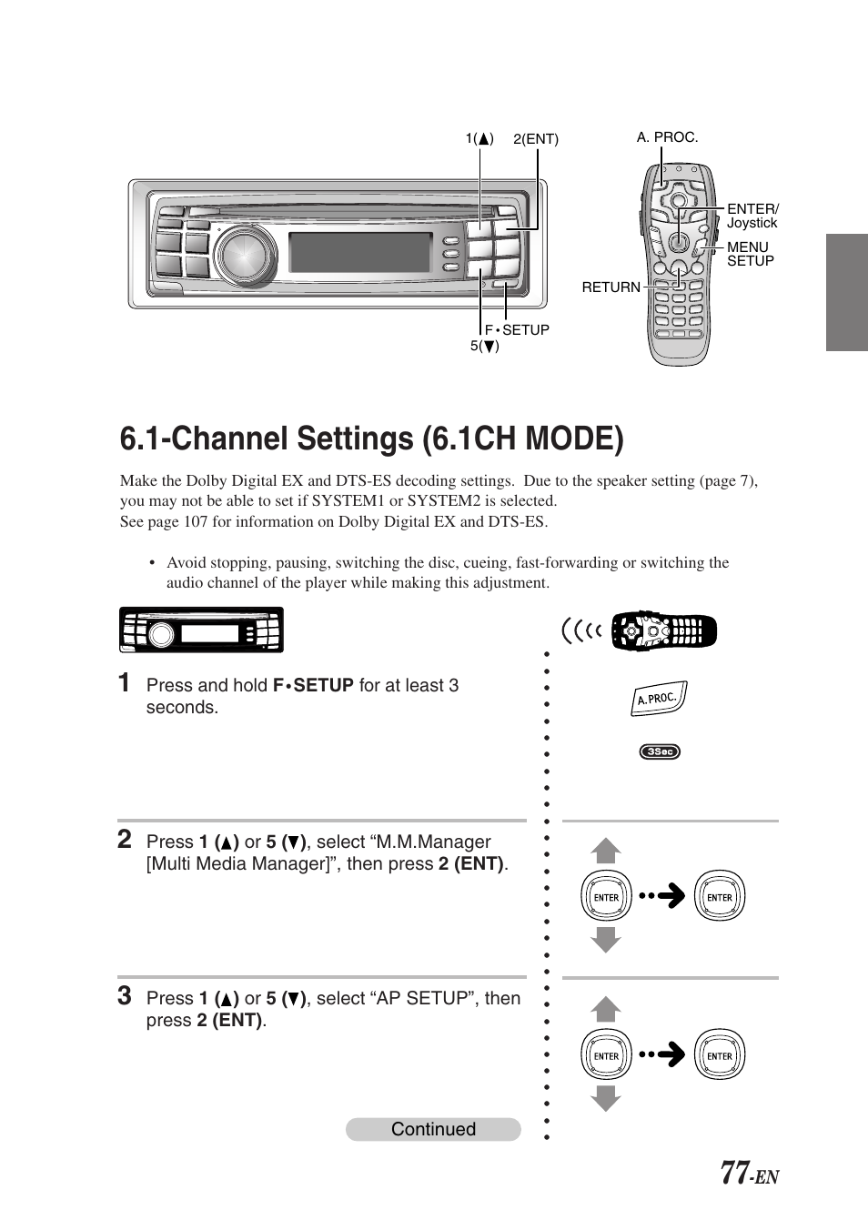 Channel settings (6.1ch mode) | Alpine F1 STATUS PXI-H990 User Manual | Page 81 / 116