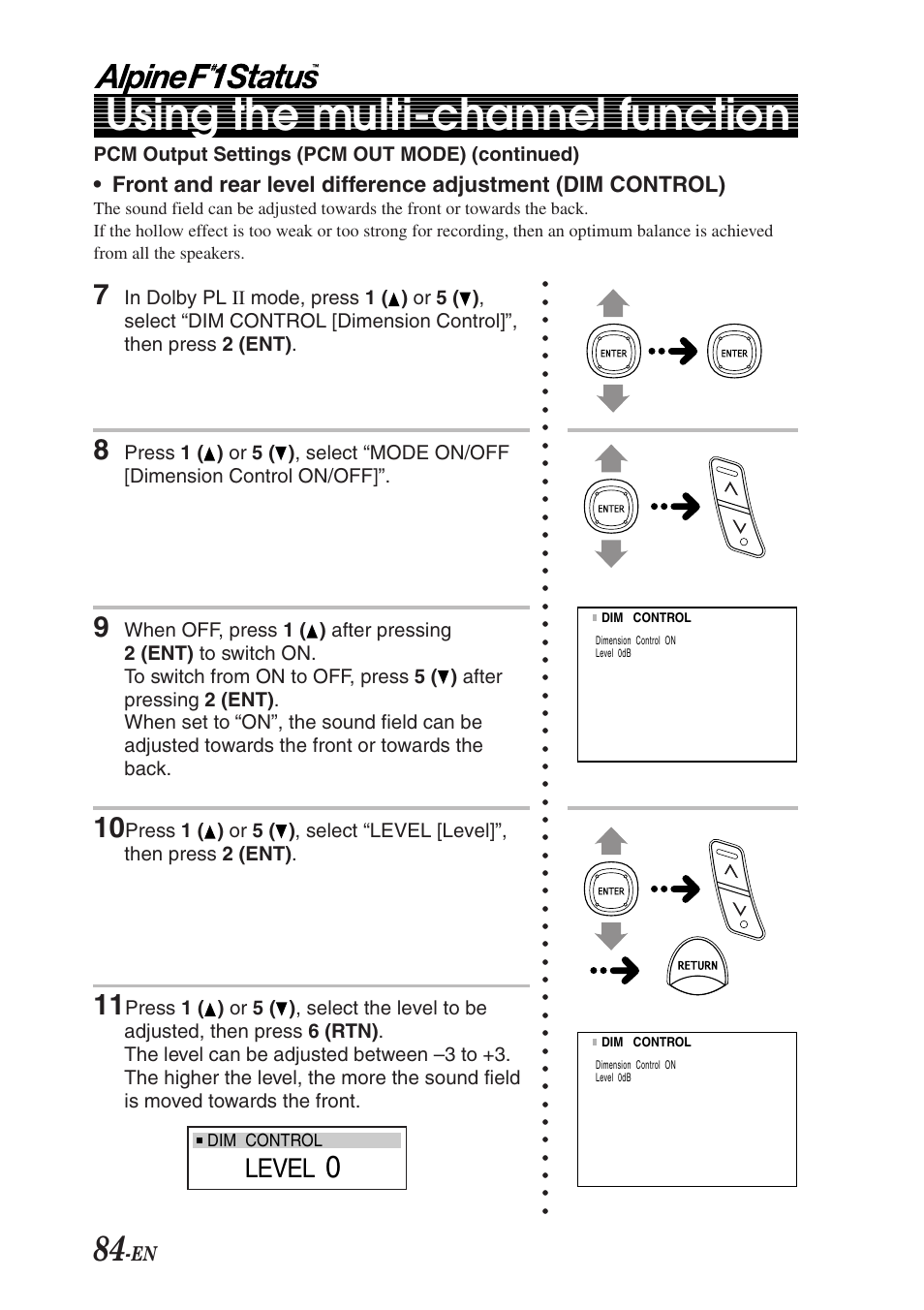 Using the multi-channel function, Level | Alpine F1 STATUS PXI-H990 User Manual | Page 88 / 116