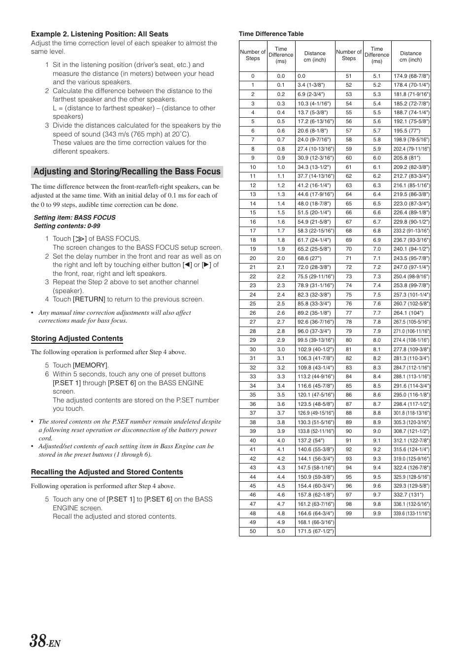 Adjusting and storing/recalling the bass focus | Alpine IVA-D300 User Manual | Page 40 / 78