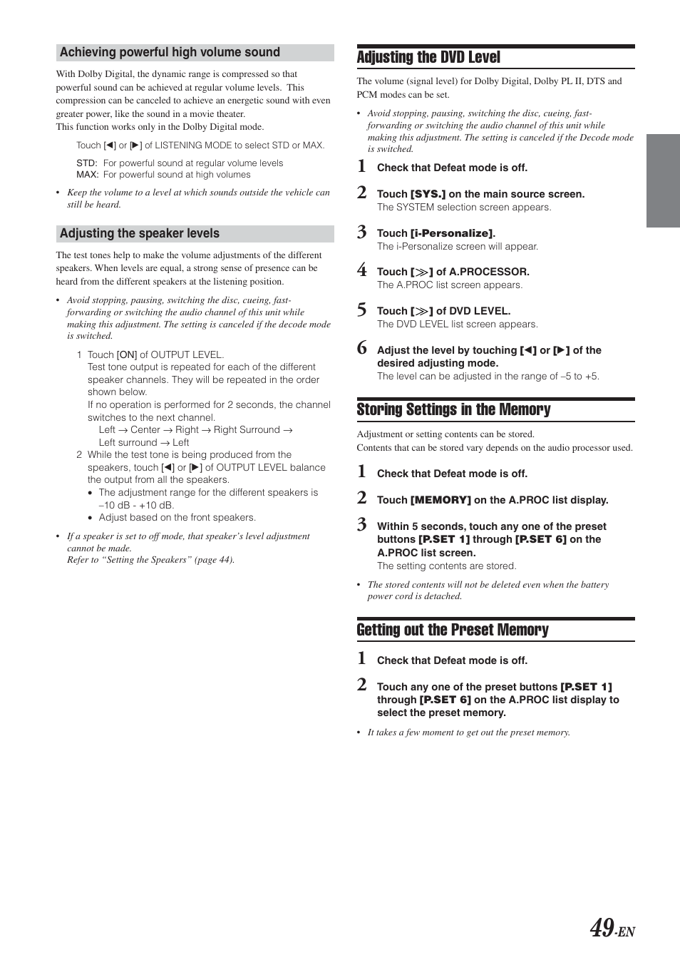 Adjusting the dvd level | Alpine IVA-D300 User Manual | Page 51 / 78