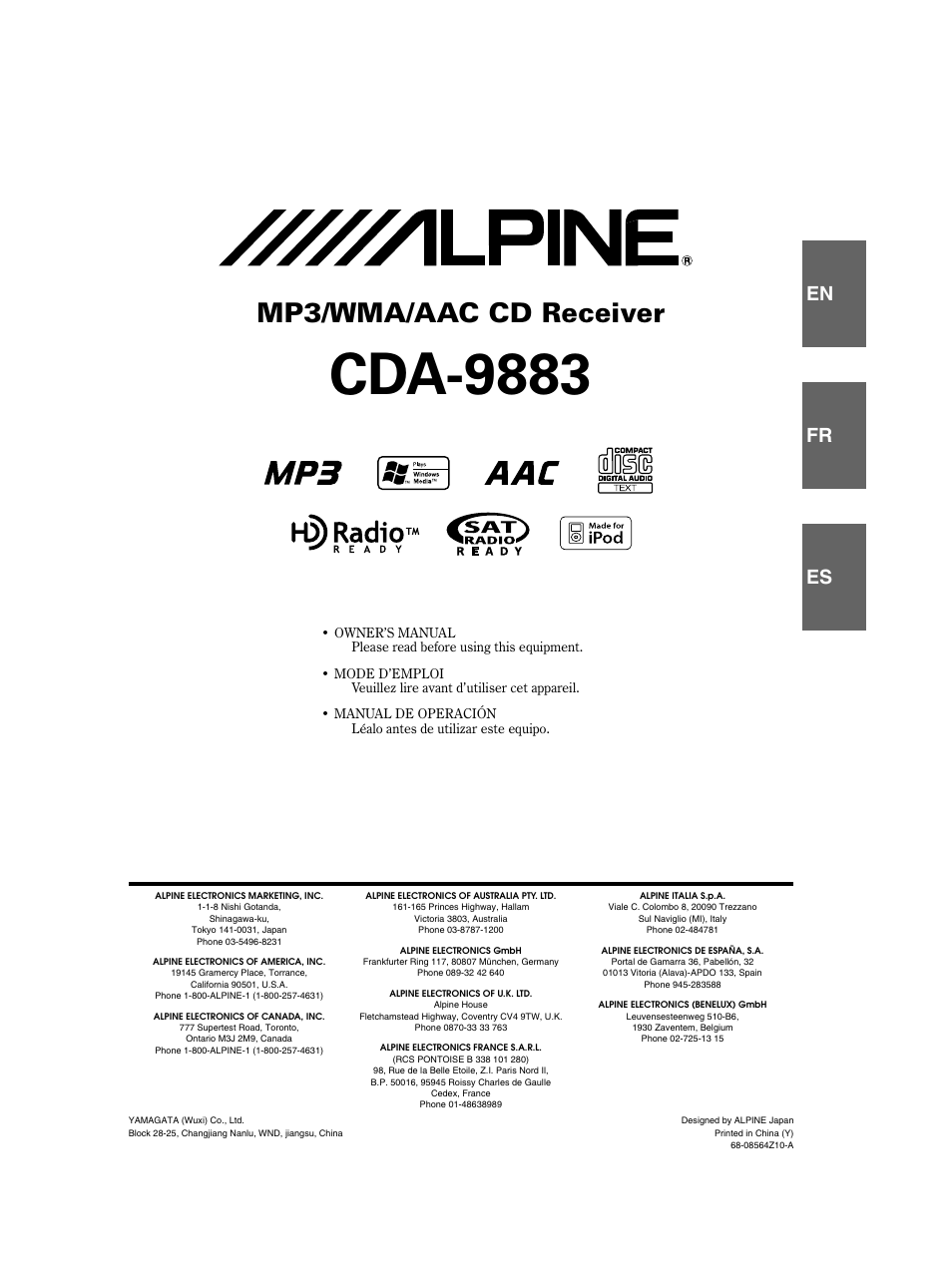 Alpine CDA-9883 User Manual | 39 pages