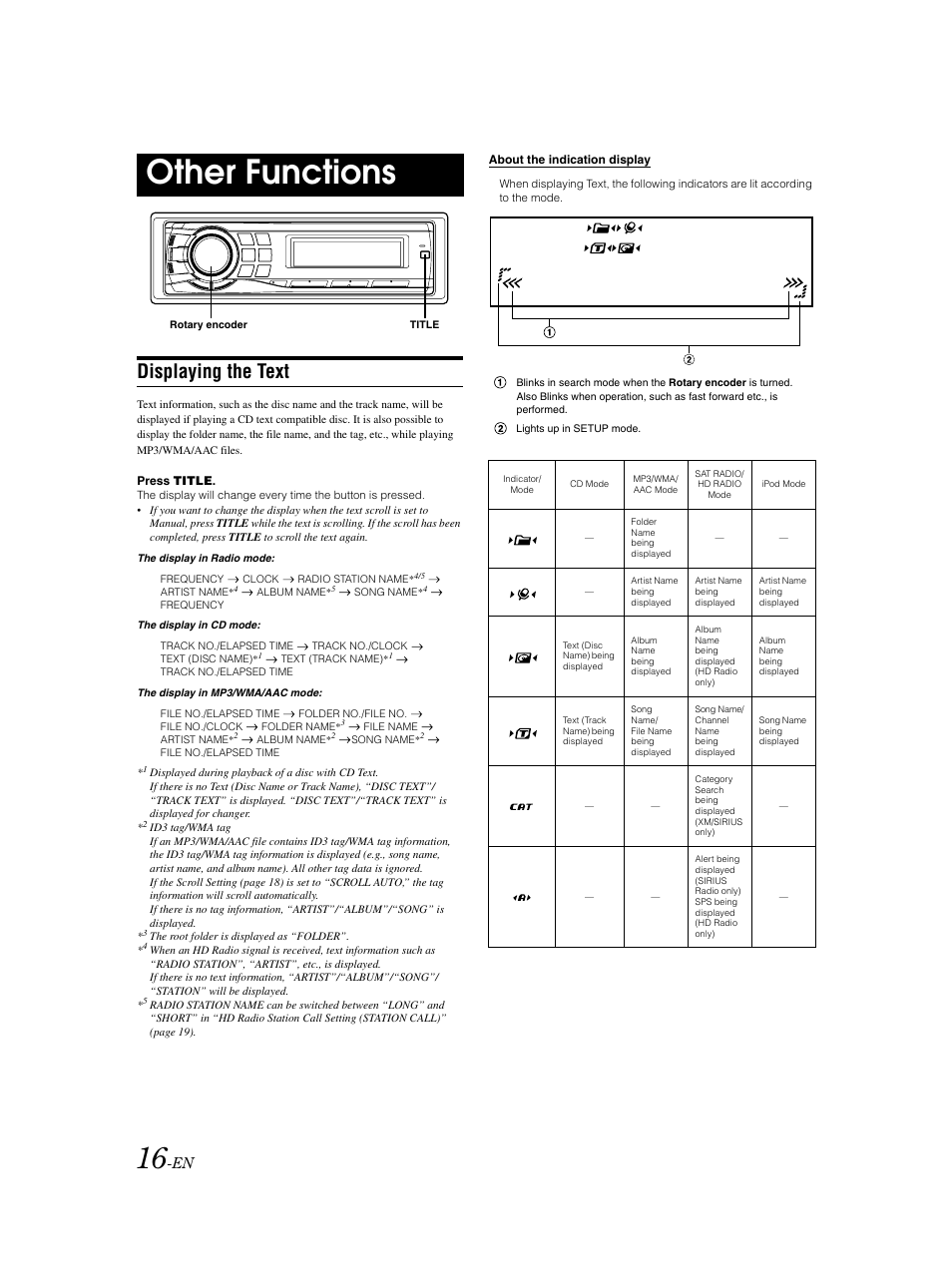 Displaying text, Other functions, Displaying the text | Alpine CDA-9883 User Manual | Page 17 / 39