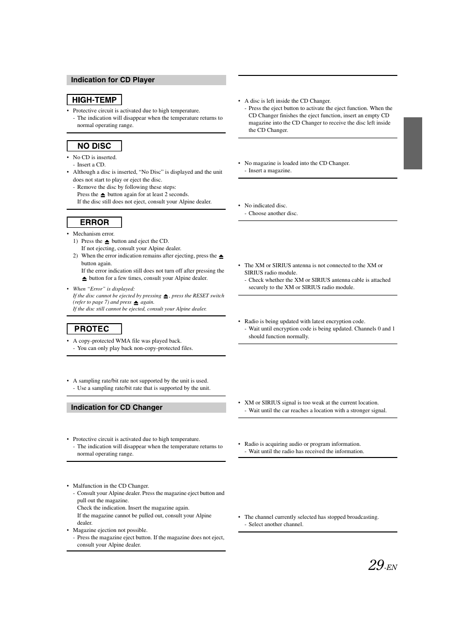 Messages | Alpine CDA-9883 User Manual | Page 30 / 39