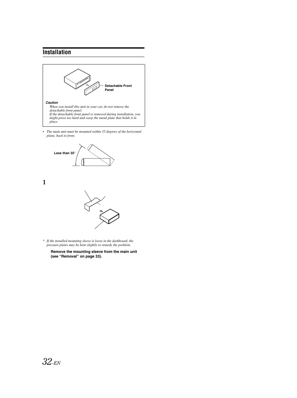 Mounting & removal, Installation | Alpine CDA-9883 User Manual | Page 33 / 39