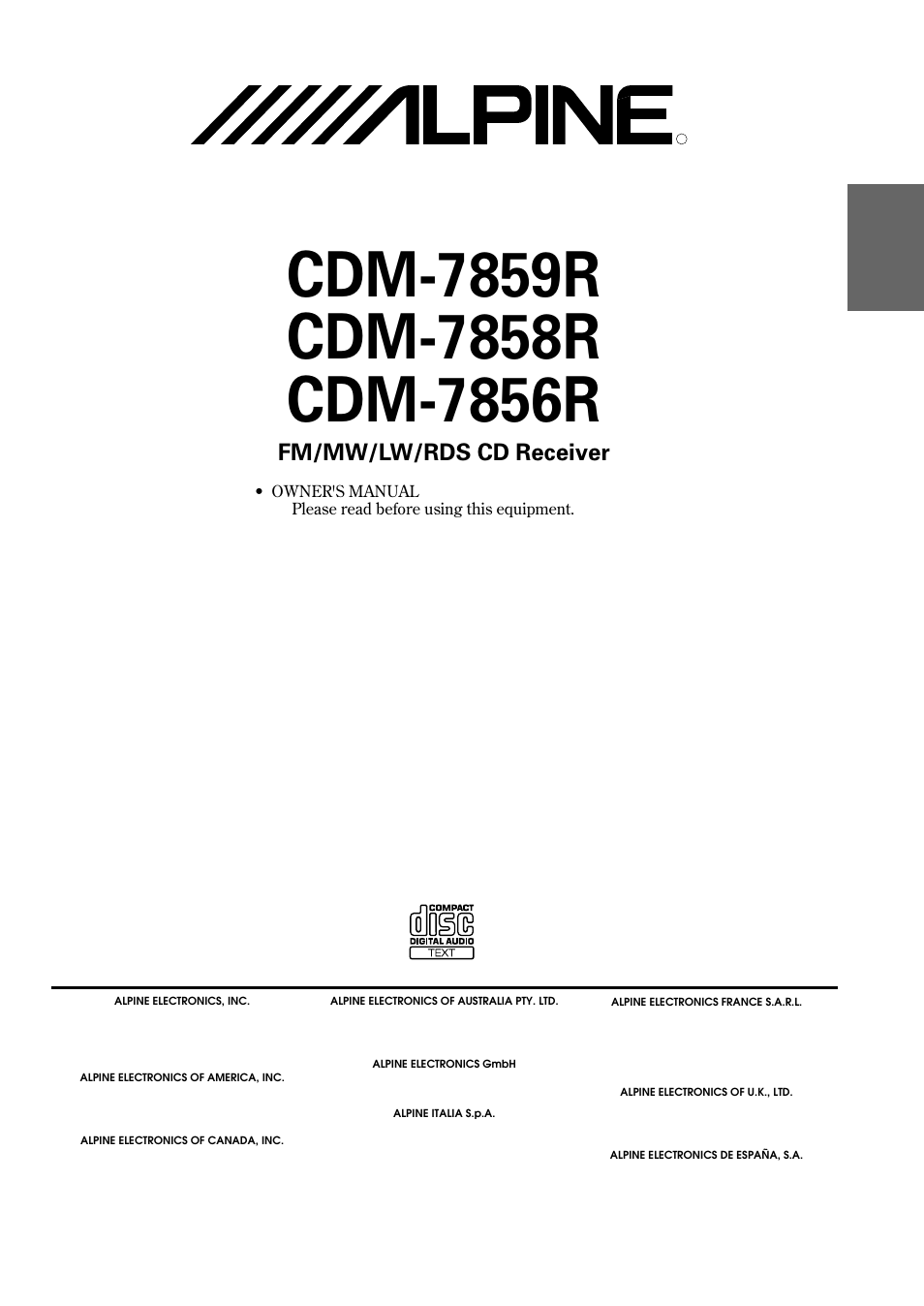 Alpine CDM-7858R User Manual | 24 pages