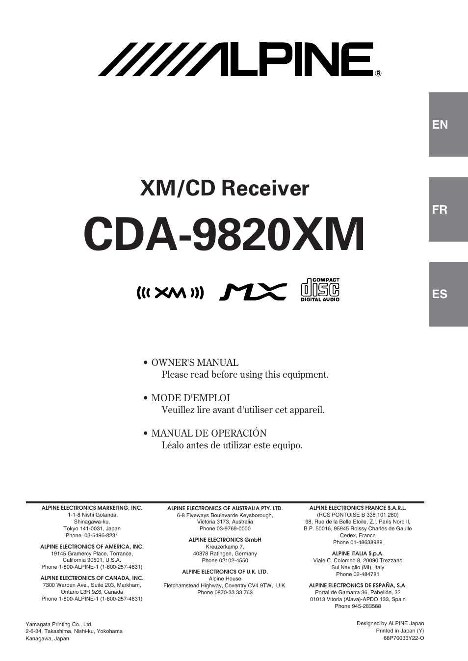 Alpine CDA-9820XM User Manual | 30 pages