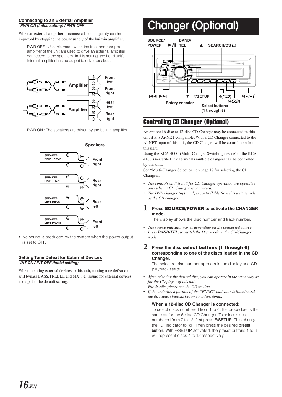 Changer (optional), Controlling cd changer (optional) | Alpine CDA-9820XM User Manual | Page 18 / 30