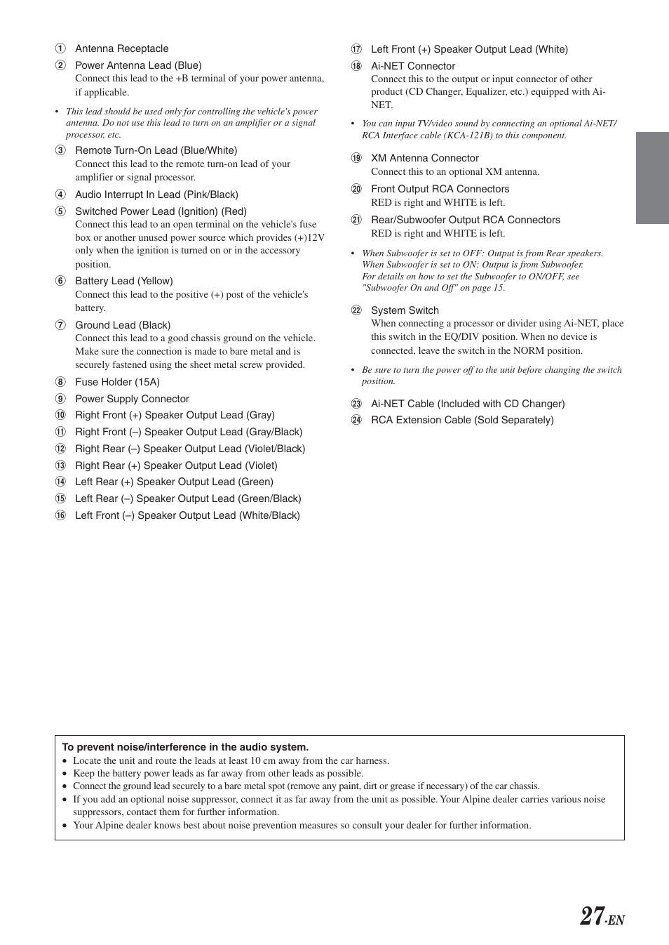 Alpine CDA-9820XM User Manual | Page 29 / 30