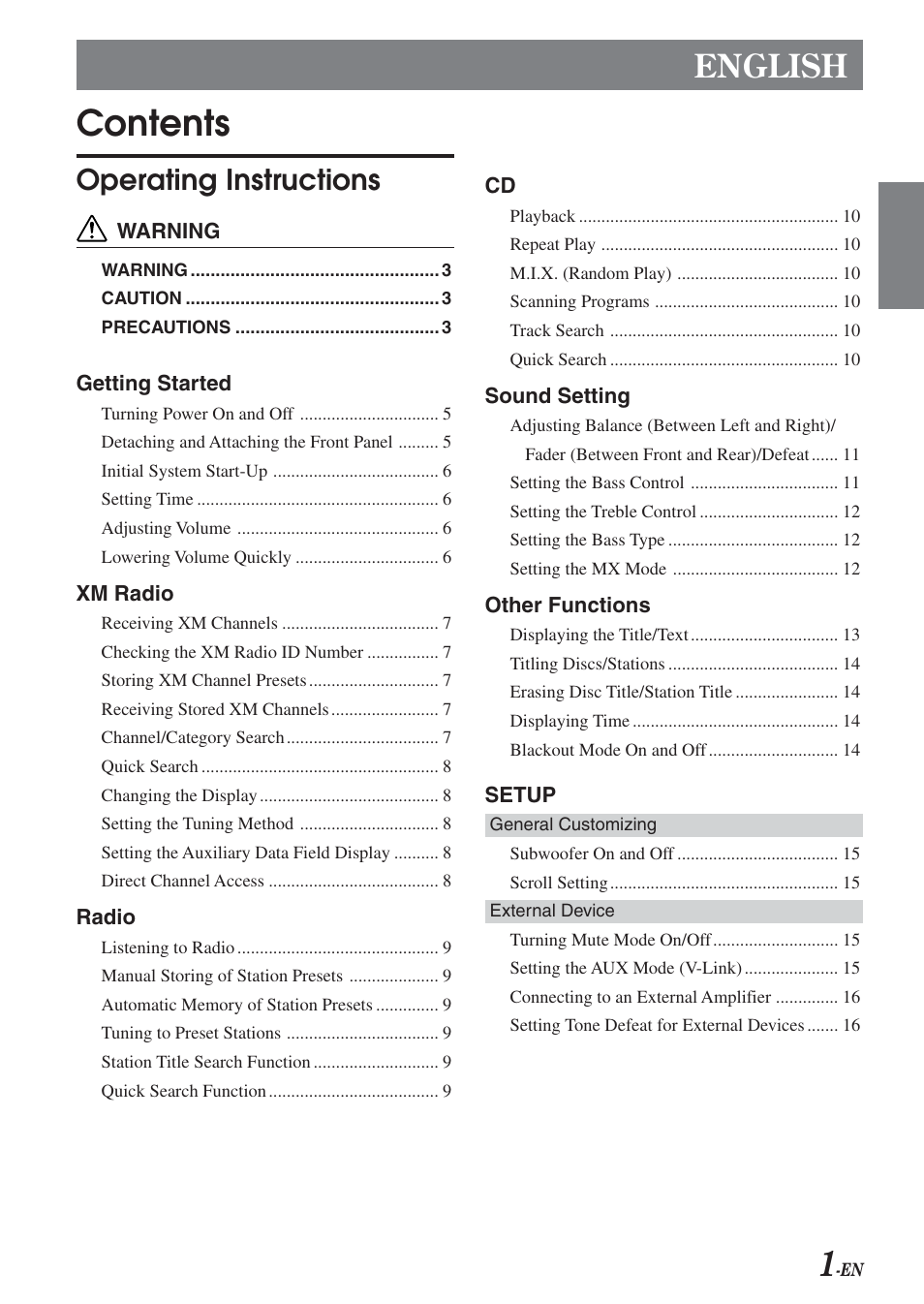 Alpine CDA-9820XM User Manual | Page 3 / 30