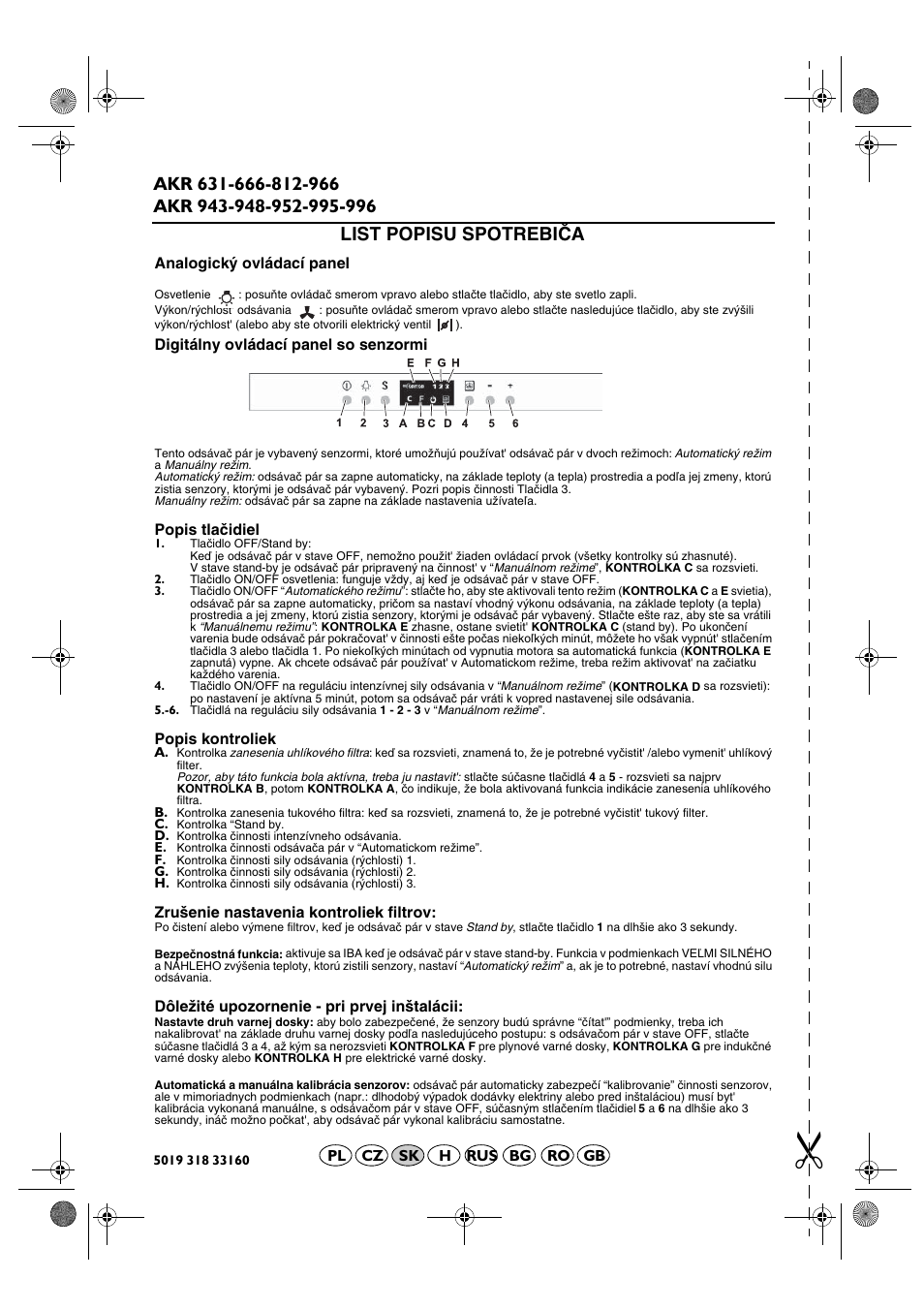 List popisu spotrebiča | Whirlpool AKR 666 IX User Manual | Page 12 / 28