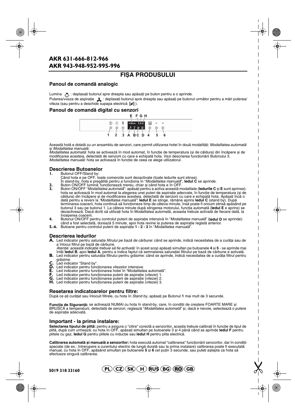 Fișa produsului | Whirlpool AKR 666 IX User Manual | Page 24 / 28