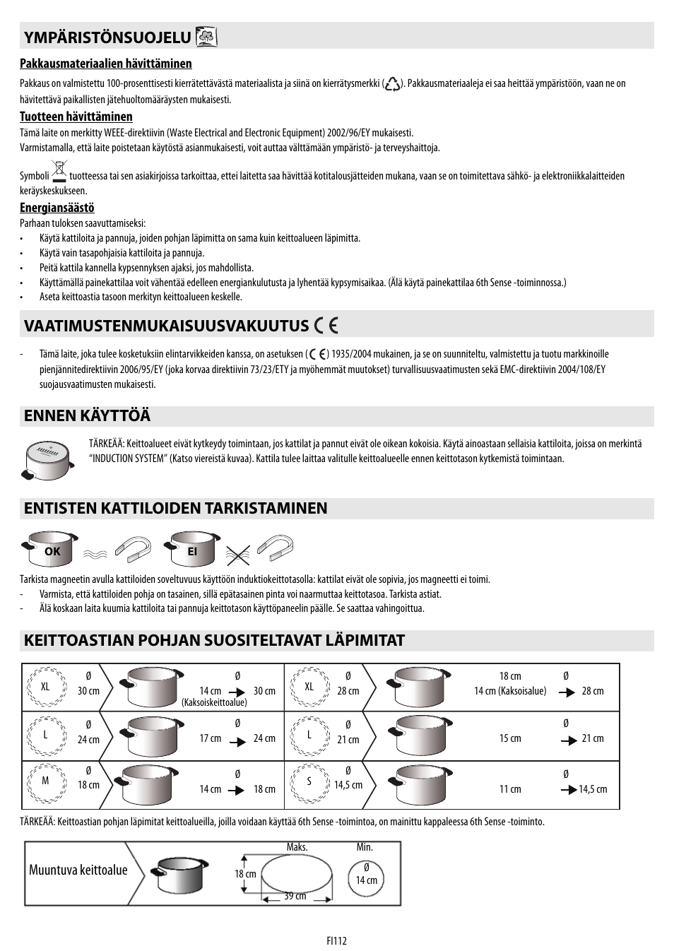 Muuntuva keittoalue | Whirlpool ACM 849-01-BA User Manual | Page 112 / 188