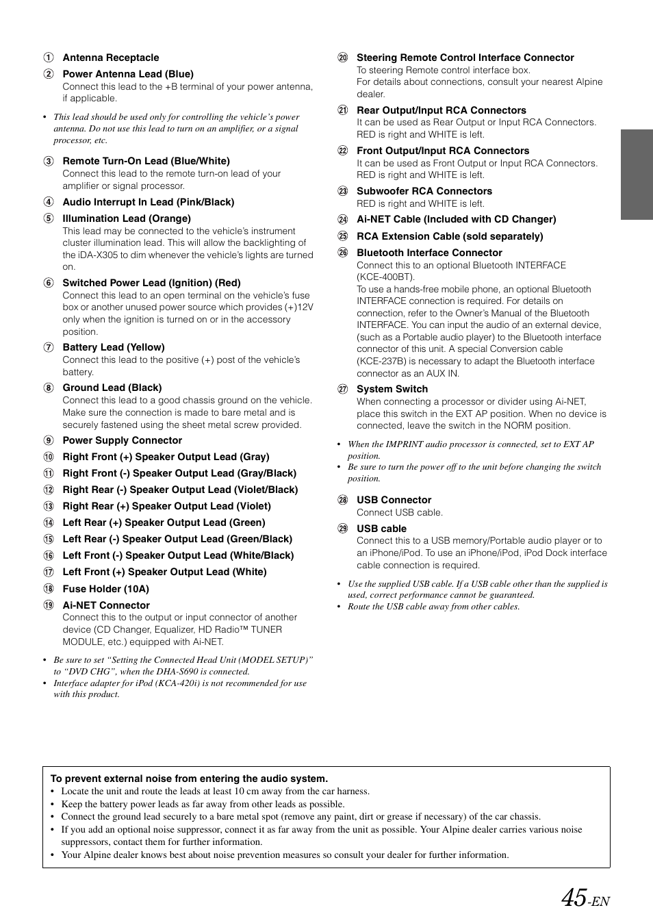 Alpine iDA-305 User Manual | Page 47 / 48