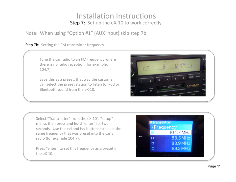 Installation instructions | Alpine eX-10 User Manual | Page 11 / 16
