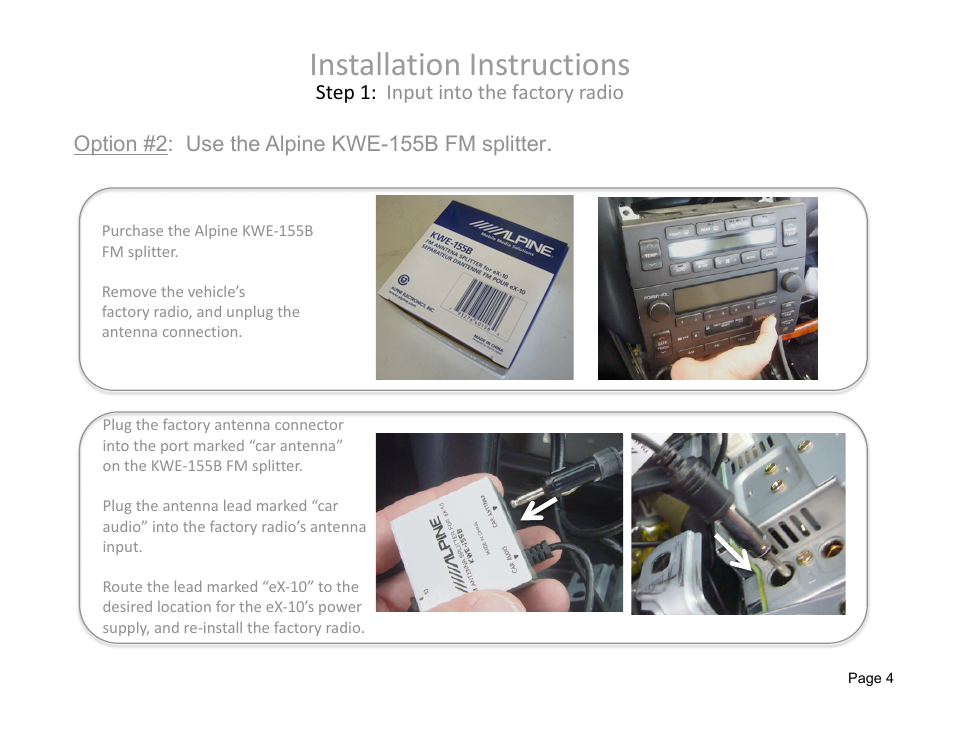 Installation instructions | Alpine eX-10 User Manual | Page 4 / 16