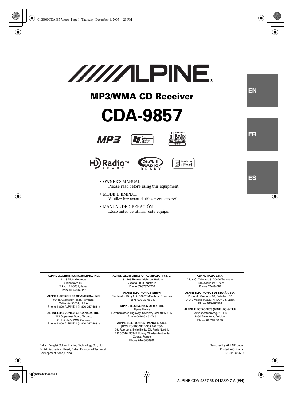 Alpine CDA-9857 User Manual | 38 pages